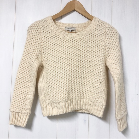 Talula Cream Knit Cropped Alpaca Blend Sweater